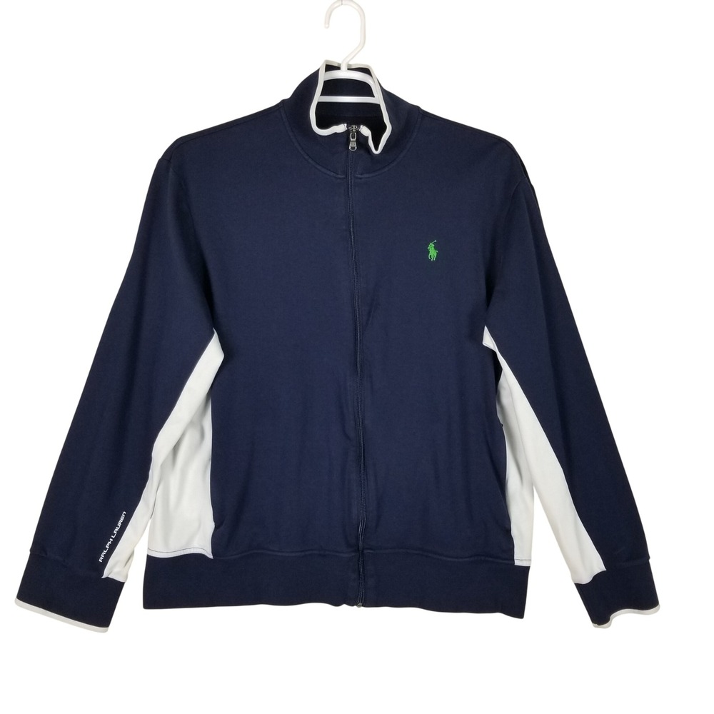 Ralph Lauren Track Jacket Mens XL Navy Blue Colorblock Full Zip Pony Logo